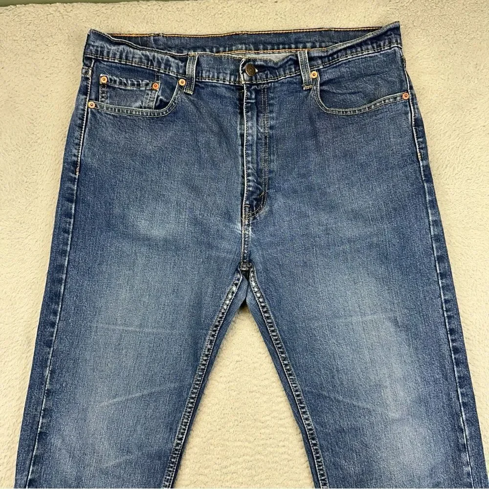 Levis 505 Jeans Mens 38x34 Blue Straight Medium Wash Distressed Casual‎ 36x32*